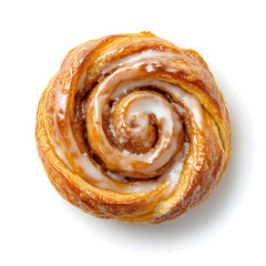 Fototapeta premium Golden Swirled Cinnamon Bun with Glaze