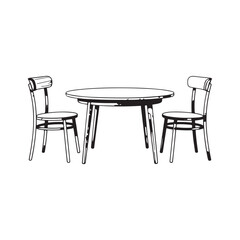 Minimalist Line Art Illustrations of Dining Tables and Chairs — Perfect for Furniture, Interior Design, and Modern Vector Projects, Illustration, Graphic Design