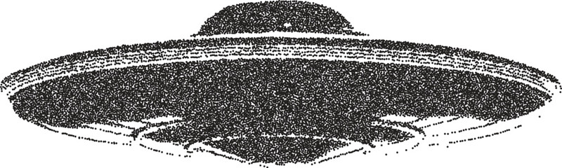 Alien vintage y2k stipple art, ufo halftone stipple brutalist retro vector png with transparent background, cosmic 2000s aesthetic photocopy effect tattoo © HoneyPunch