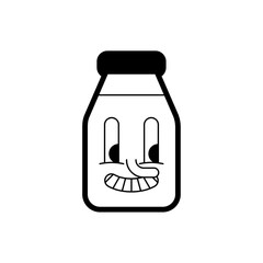 Funny cartoon milk jar character with a cute smiling face. Ideal for dairy packaging, kids’ content, and food-related branding.