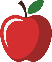 Fresh Red Apple Vector – Flat Minimal Fruit Illustration for Food, Nutrition, and Organic Branding