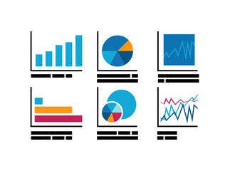 Obraz premium Modern flat-style dashboard with business charts and analytics. Ideal for presentations, reports, digital strategy, and marketing visuals. Clean design for tech use.