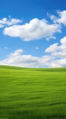 Green hills and blue sky with clouds landscape outdoors horizon.