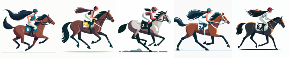 vector of a female horse racing athlete