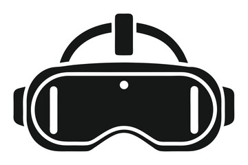 Black Icon of a Virtual Reality Headset with Straps and Lenses Displayed