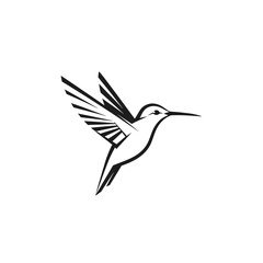 Obraz premium Elegant minimalist hummingbird illustration in black and white with stylized wing design