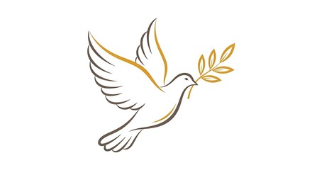 Obraz premium White dove flying with an olive branch in its beak, isolated on white background