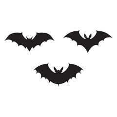 Fototapeta premium Vector art of three bat silhouettes isolated on white background