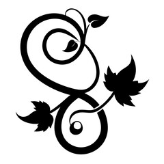 Vine with curl in a simple illustration. Vine with curl, tendrils intertwining to create elegant and decorative foliage. Concept vine with curl for botanical themes or ornamental design projects.