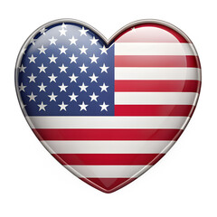 Fototapeta premium American flag in a heart shape, symbolizing love for the united states of america, isolated on transparent background