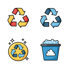 Obraz premium Recycling Symbols and a Waste Bin