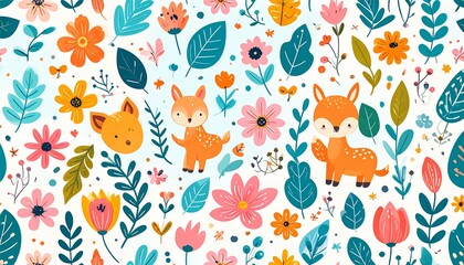 Whimsical Cartoon-Inspired Nature Pattern