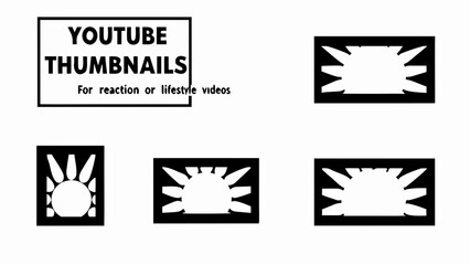 Illustration showing youtube thumbnails for reaction or lifestyle videos with abstract sun designs in black