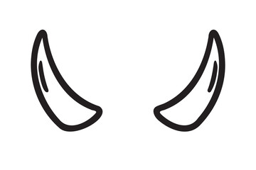 Devil horns doodle hand drawn icon. Outline drawing devil or demon horns line clipart symbol