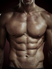 Fototapeta premium Muscular Torso, Sweaty, Dramatic Lighting