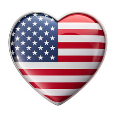 Fototapeta premium A heartshaped emblem featuring the american flag, symbolizing love and patriotism for the usa, isolated on transparent background