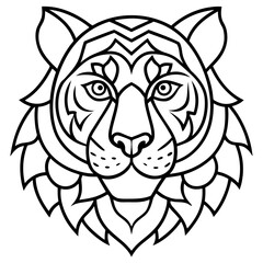 Intricate Tiger Mandala Icon Line Art Style