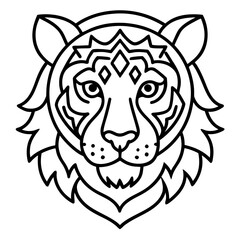 Intricate Tiger Mandala Icon Line Art Style