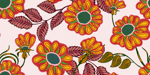 Seamless pattern, nature motifs, autumn pattern