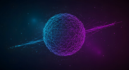 Abstract network sphere data connection technology background digital communication design concept