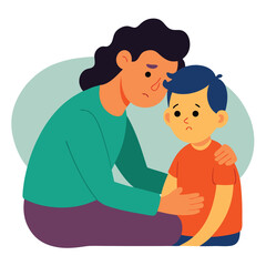 Child With Anxiety Being Comforted By Parent At Home With Gentle Support