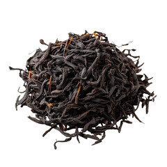 Fototapeta premium Pile of loose black tea leaves isolated on white background