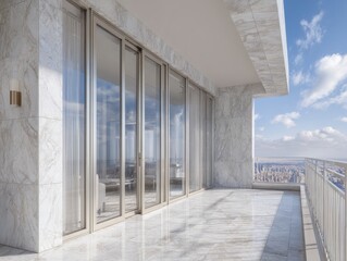 Modern penthouse balcony overlooking city