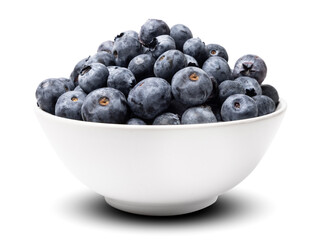 Organic ripe tasty organic blueberries isolated on white studio background