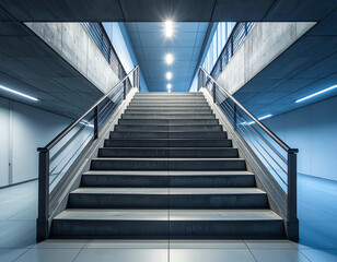 Fototapeta premium Concrete emergency stairs in a building, no one there