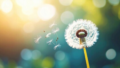 Dandelion Seeds Flying In Sunlight