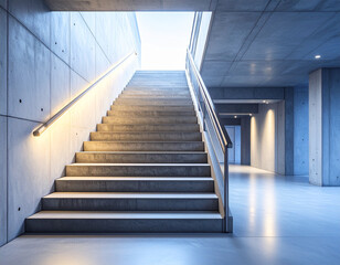 Concrete emergency stairs in a building, no one there