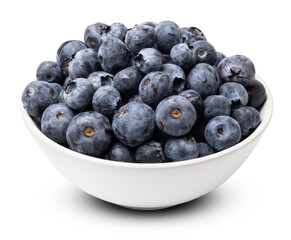 Organic ripe tasty organic blueberries isolated on white studio background