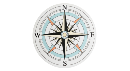Isolated Compass Rose with Nautical Theme