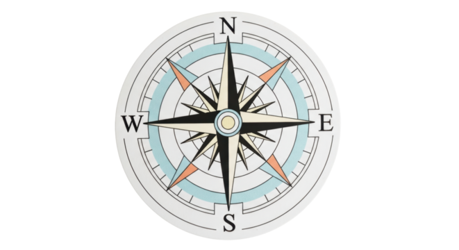 Isolated Compass Rose with Nautical Theme