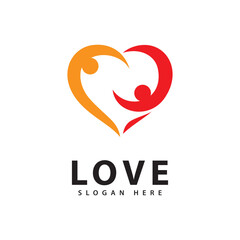 Abstract Heart and People Vector Logo - Wellness and Support Icon