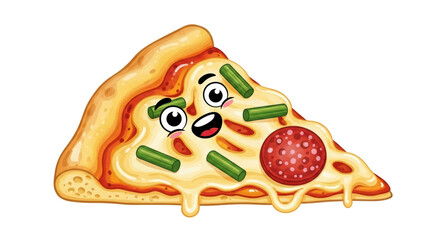 Isolated Smiling Pizza Slice
