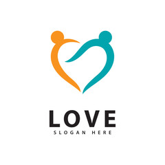 Love People Heart Logo Vector Design - Abstract Community Care Symbol