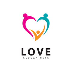 Abstract Heart and People Vector Logo - Wellness and Support Icon