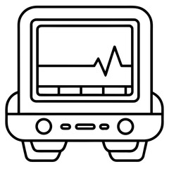 Medical ECG Machine Outline Illustration