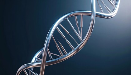 Metallic Double Helix Dna Structure On Dark Background