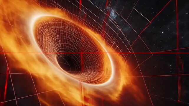Abstract illustration of a black hole's gravitational pull
