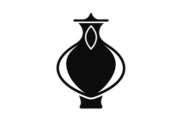 Stylized Black Silhouette of an Ornamental Vase or Urn with Intricate Detailing