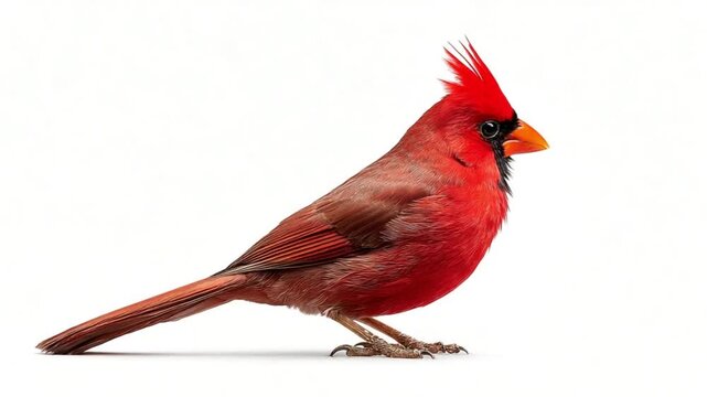 Profile view of a vibrant red cardinal