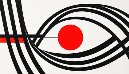 Abstract Eye Design With Red Circle And Black Lines