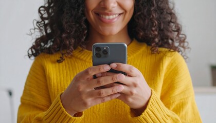 Fototapeta premium Woman texting on phone