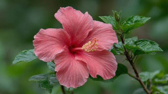 Close-Up of a Pink Flower with Raindrops - Powered by Adobe