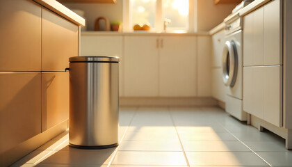 Modern stainless steel kitchen interior with contemporary design