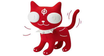 Isolated Red Cartoon Cat Toy