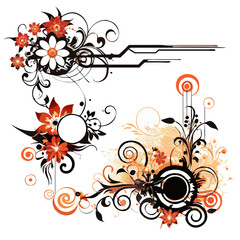 Abstract Elegant Floral Designs With Transparent Background