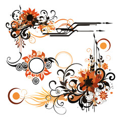 Abstract Elegant Floral Designs With Transparent Background